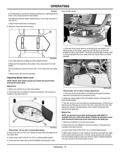 Adjusting Mower Deck Level Method One Method Two John Deere La105