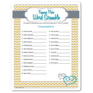 Printable Famous Pairs Word Scramble | Famous pairs, Yellow bridal showers, Bridal shower games