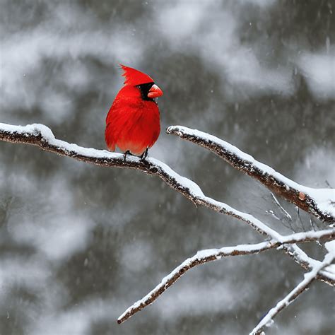 Snowy Cardinal On A Branch · Creative Fabrica