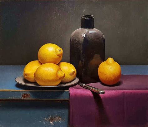 Lemon Still Life With Bottle Still Life Stilllife Painting Jos Van Riswick