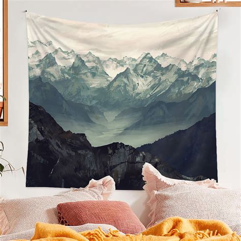 Mountain Wall Tapestry Scenic Mountain Valley View Etsy