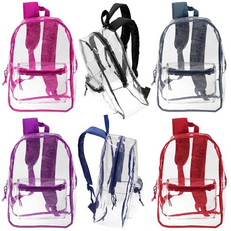 Wholesale 17 Basic Kids Clear Backpacks Assorted Colors Sku 2339224