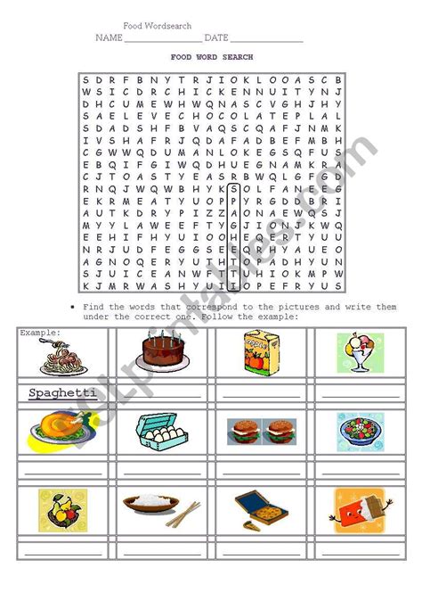 Food Word Search Esl Worksheet By Ribeiro2