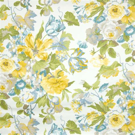 Lemon Yellow Floral Cotton Upholstery Fabric By The Yard G9759