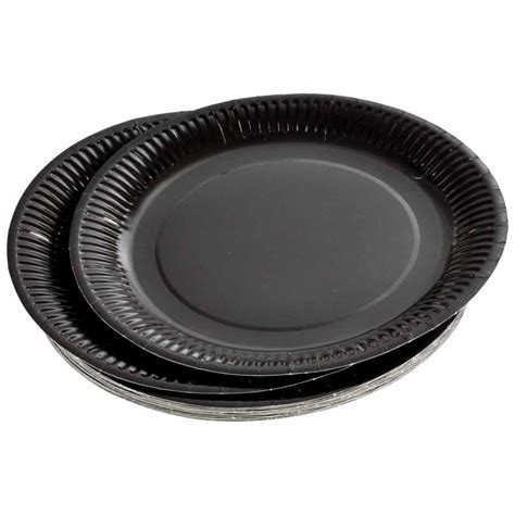 Lot De 20 Assiettes En Carton Rondes 23cm Noir