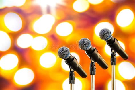 Microphones Public Speaking Background Close Up Microphone On Stand