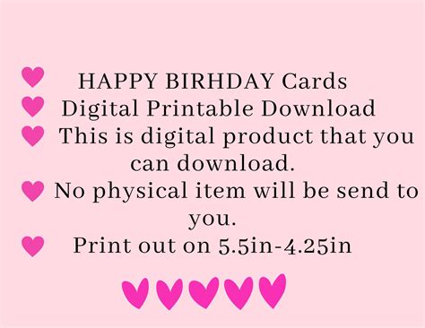 Printable Birthday Card Happy Birthday Card Printable Etsy Uk