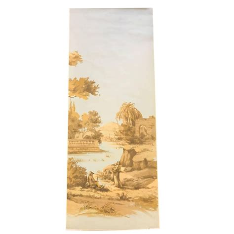 Hand Painted Gracie Wallpaper Panels French Toile Countryside Scene At