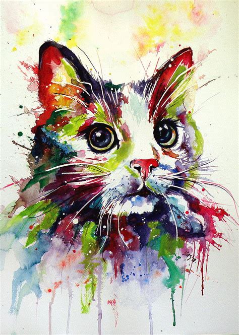Colorful Cat V By Kovacs Anna Brigitta Cat Painting Animal Paintings