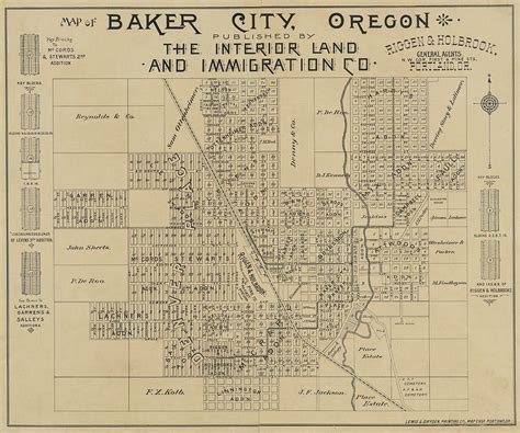 1890 Historical Map Of Baker City Oregon In Sepia Photograph By Toby