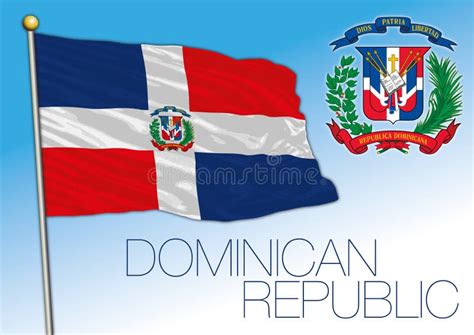 Dominican Republic Official National Flag And Coat Of Arms Stock Vector Illustration Of