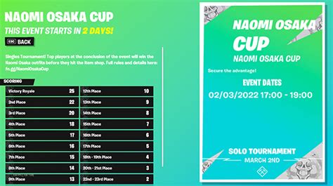 Fortnite Naomi Osaka Cup Event Digitaltq