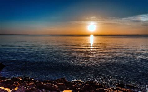 Water Sunrise Ocean Nature Rocks HDR Photography Sea Clear Sky Wallpaper X