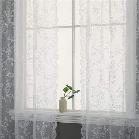 Moslovstar White Sheer Curtains 72 Inches Long Semi Sheer