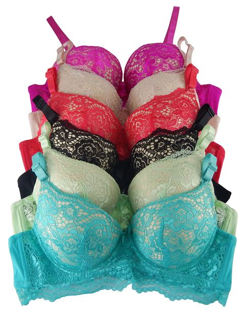 Women Lace Bras 6 Pack Of Lace Double Pushup Bra B Cup C Cup Size 40c 9329