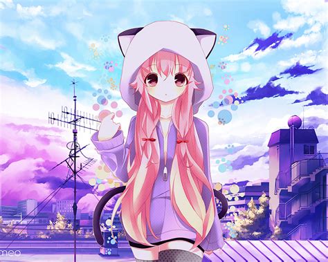 1280x1024 Anime Hoods Neko Ears 4k 1280x1024 Resolution Hd 4k