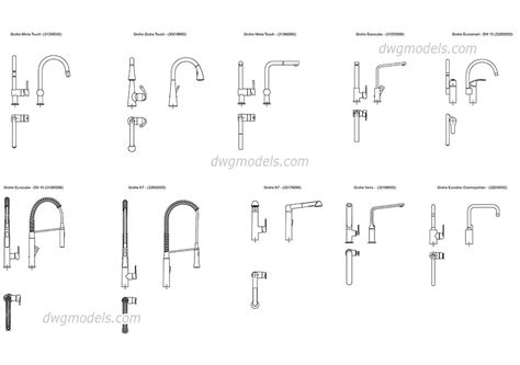 Cad autocad office desk dwg table block for free. Grohe kitchen faucets DWG, free CAD Blocks download