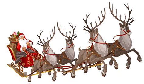Santa Claus Reindeer Sled Clip Art Santa Sled Cliparts Png Download
