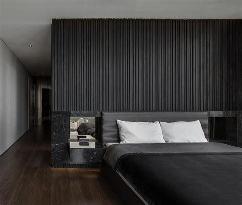 This Bedrooms Textured Accent Wall Was Made With A Variety Of Black