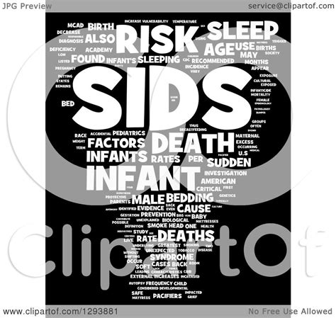 Clipart of a White SIDS Sudden Infant Death Syndrome Word Tag Collage 