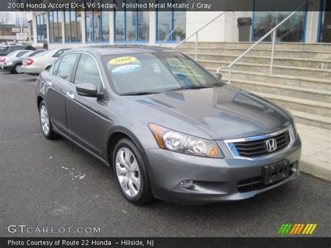 Polished Metal Metallic 2008 Honda Accord Ex L V6 Sedan Gray