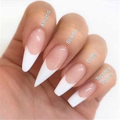 types of nail shapes coffin stiletto almond and tapered square types of nails shapes