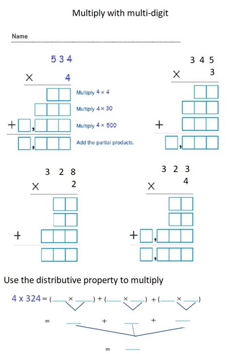 20 Multiplication By 1 Digit Numbers Worksheets