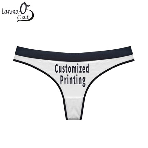 Lanmaocat Women Thongs And G Strings Plus Size Custom Design Logo Print Thongs Underwewar Panty