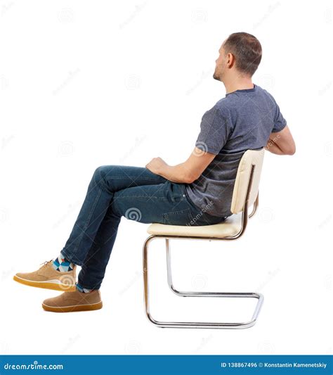Side View Of A Man Sitting On A Chair Stock Photo Image Of Business