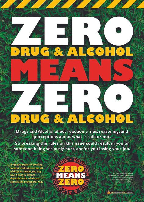 Zero Drug And Alcohol Policy Safety Posters Promote Safety