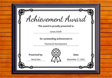 Editable Achievement Award Template For Microsoft Word 365 Etsy