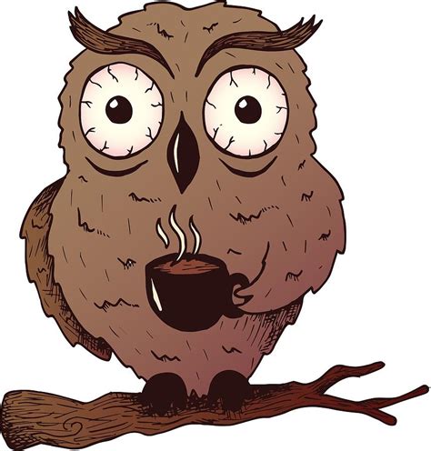 Caffeine Owl Drinking Coffee Digital Art By Cute And Funny Animal Art