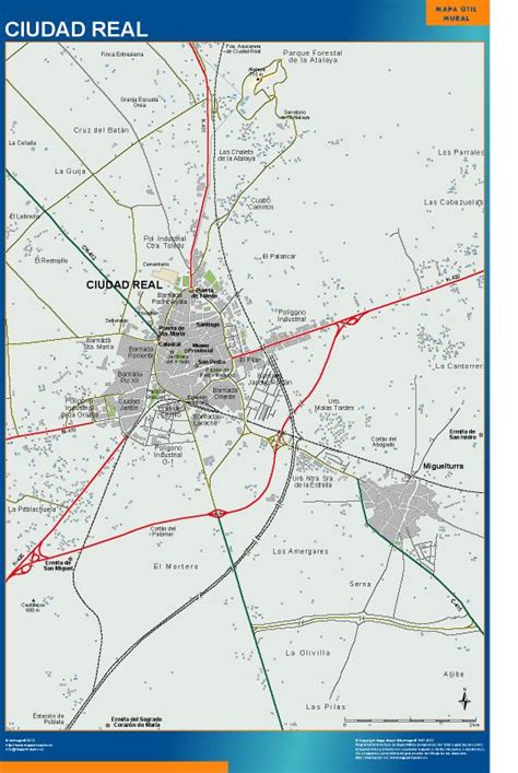 Mapa Mural Accesos Ciudad Real Tienda Mapas