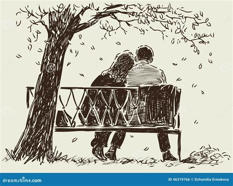 Couples Sur Le Banc Illustration De Vecteur Illustration Du Datte
