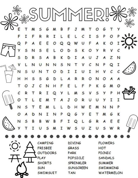 Summer Word Search Puzzles Best Coloring Pages For Kids Summer