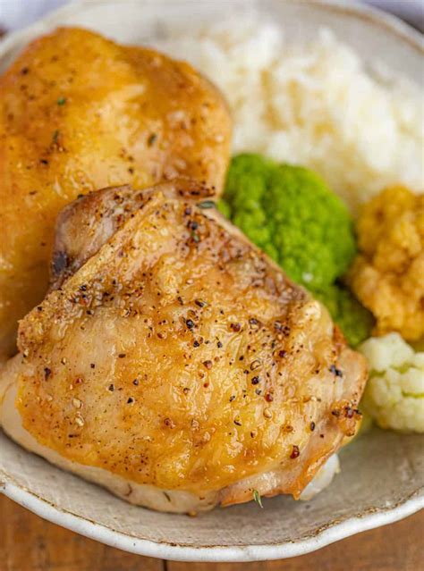 Baked Chicken Thighs Perfectly Crispy Skin Dinner Then Dessert