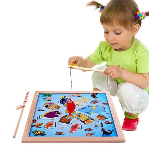 Liyuan Magnetic Wooden Puzzle Fishing Game Playset Learning And Education