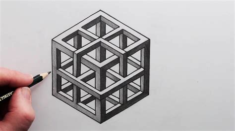 How To Draw An Impossible Cube Optical Illusion Step By Step Optical