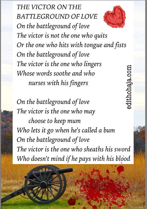 The Victor On The Battleground Of Love Poem Edith Ohaja