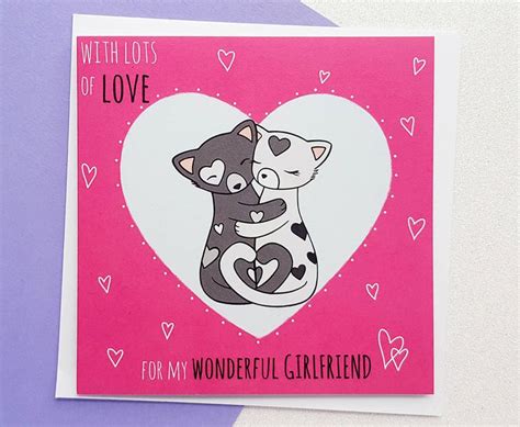 Cute Girlfriend Card Romantic Girlfriend Card Girlfriend Etsy Uk
