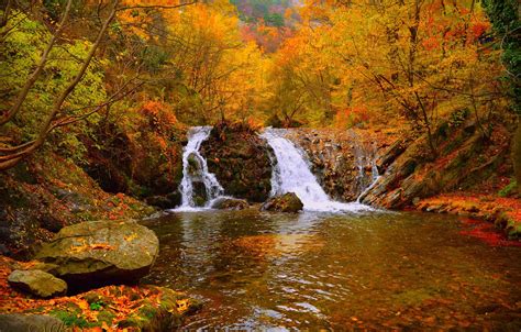Wallpaper Waterfall Autumn Forest Fall Autumn Waterfall Forest Images For Desktop Section