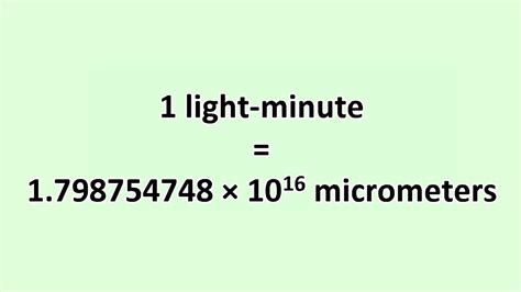 Convert Light Minute To Micrometer Excelnotes