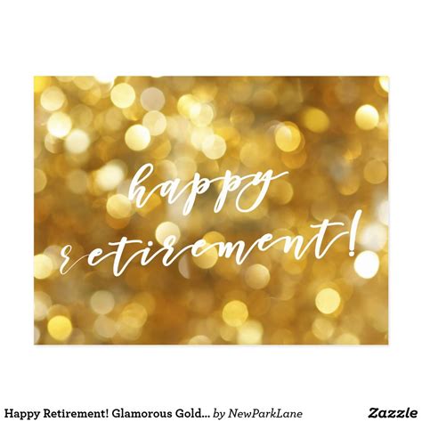 Happy Retirement Glamorous Gold Sparkles Postcard Sparkle Image Gold