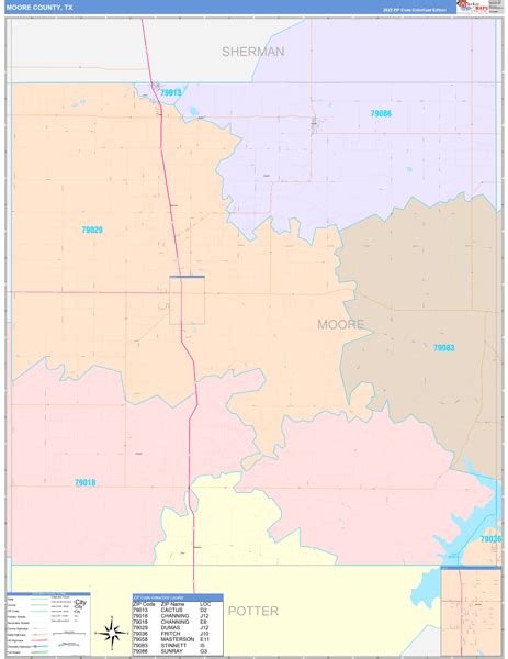 Wall Maps Of Moore County Texas
