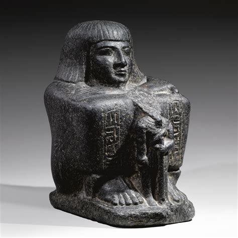 An Egyptian Basalt Block Statue Of Sau Hor Tanis 21st Dynasty 1075