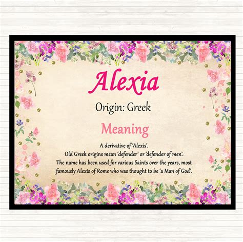 Alexia Personalised Name Meaning Mousemat The Card Zoo