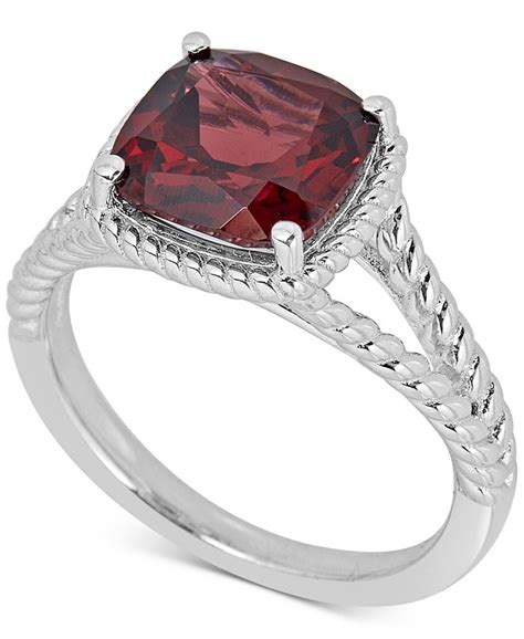 Macys Garnet Rope Frame Ring 4 Ct Tw In Sterling Silver And Reviews