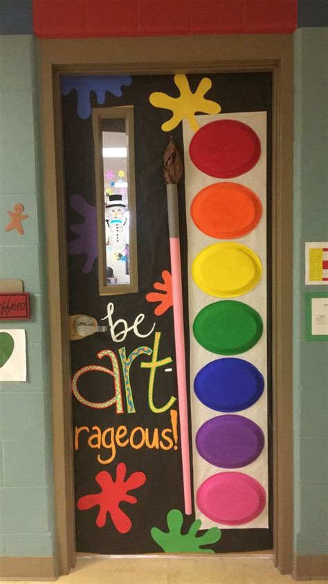 A Door Decorated With Different Colors And Shapes