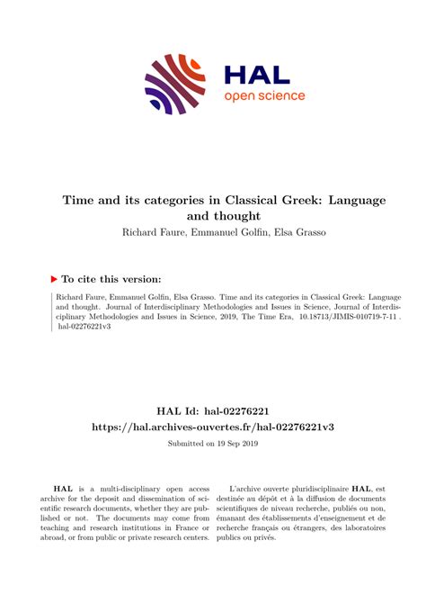 Pdf Time And Its Categories In Classical Greek Language And Thought