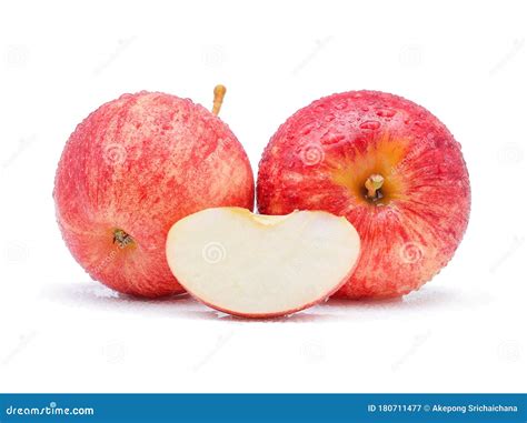 Gala Apples With Drops Of Water On White Background Stock Image Image